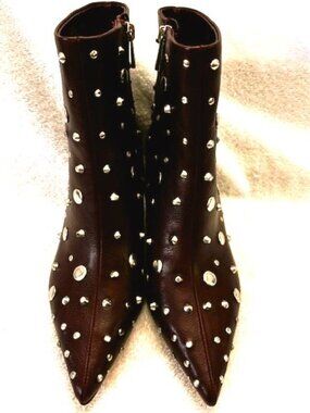 Jessica Simpson studded Viviana kitten heel dark cherry booties Size 6